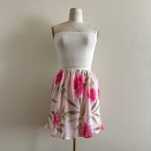 handmade pink floral sheer mini skirt